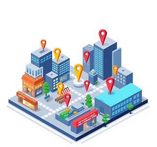 A city map with pins marking activities to book